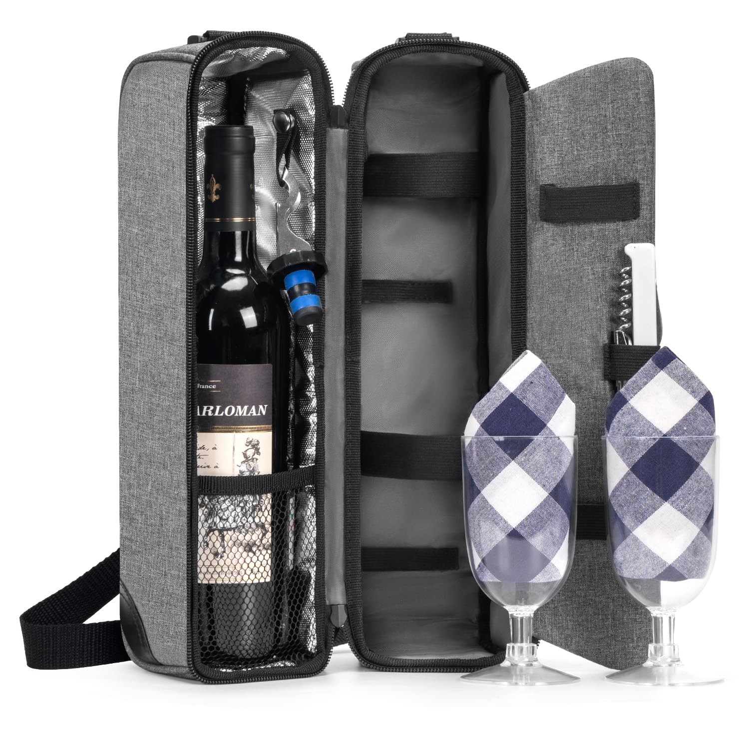 ALLCAMP Wine Bag with insulated cooler keeps drinks cold during picnics.