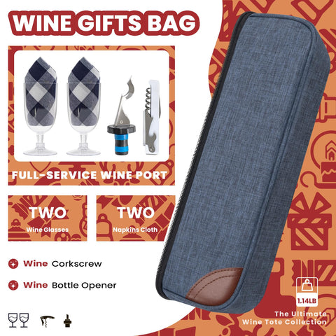 ALLCAMP wine bag includes stainless steel corkscrew for easy wine opening anywhere