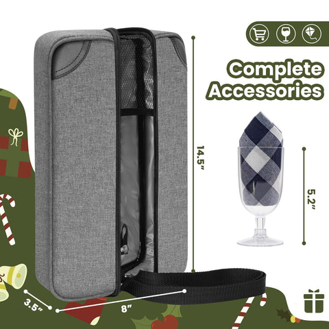 ALLCAMP Wine Bag includes two plastic wine glasses for outdoor sipping.