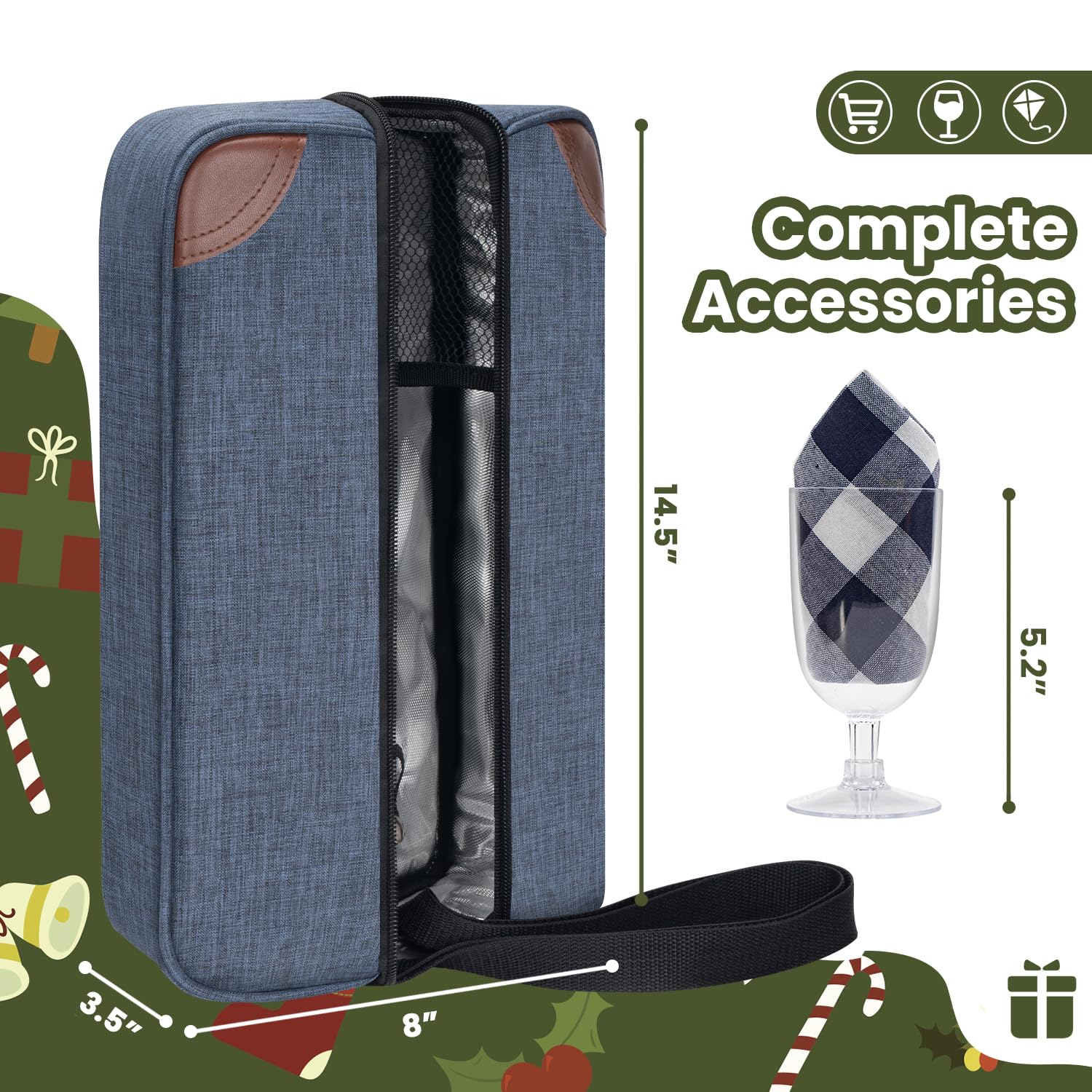 ALLCAMP wine bag showing included wine glasses for convenient outdoor sipping