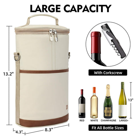 Insulated compartment of ALLCAMP wine tote keeps two bottles cool during outdoor use