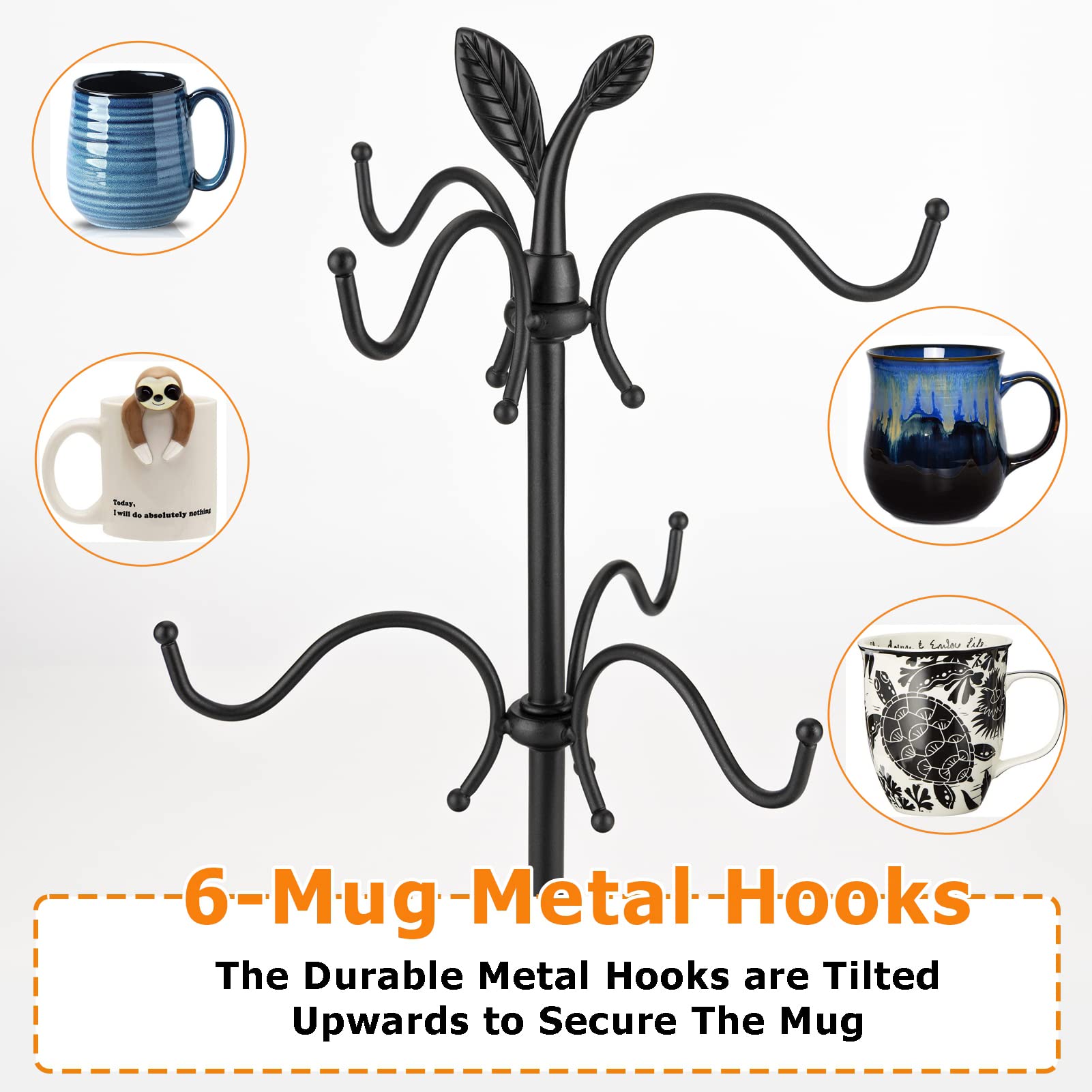 ALLCENER black mug organizer showcasing cups in a tidy display