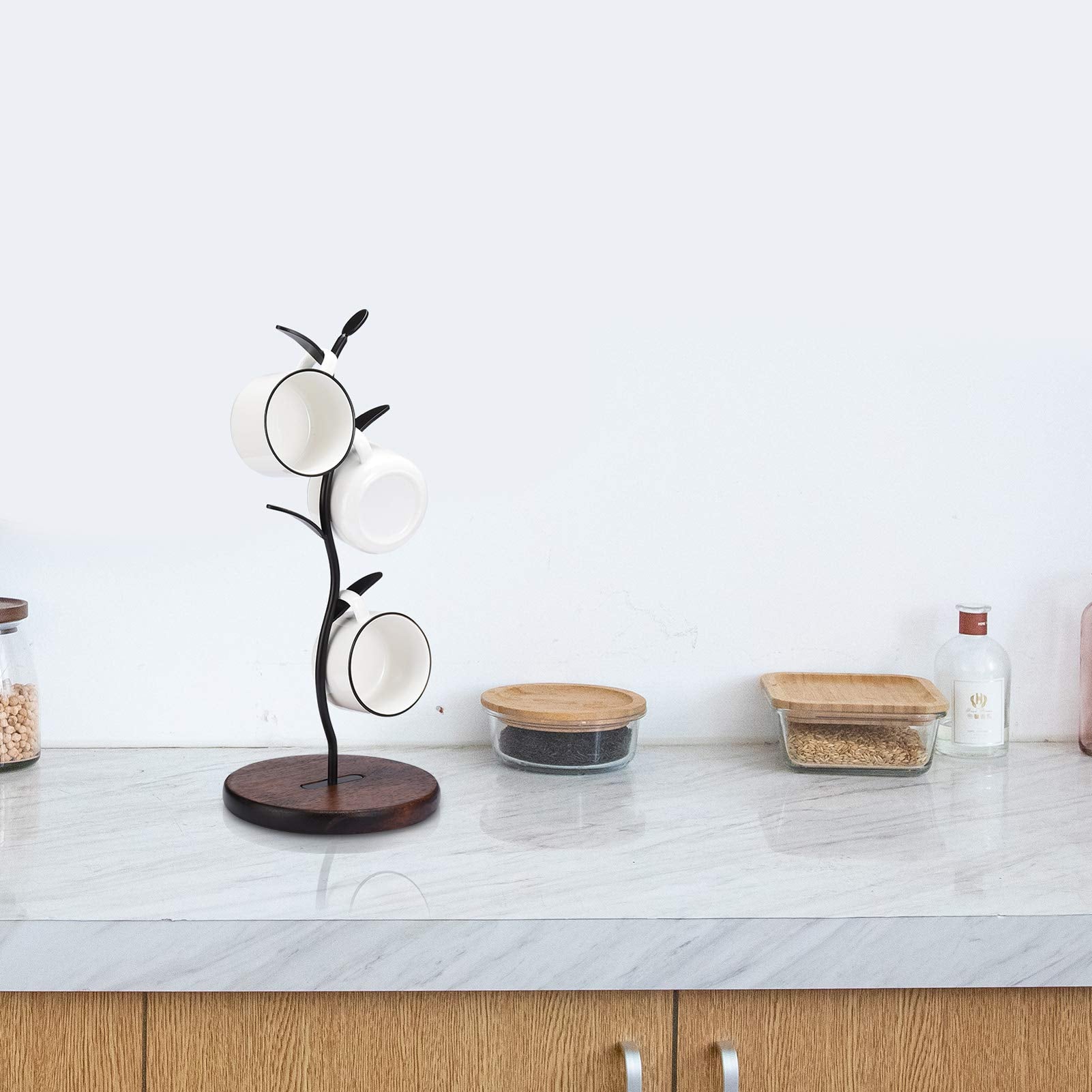 ALLCENER Mug Tree bottom features anti-slip pads to protect the countertop.