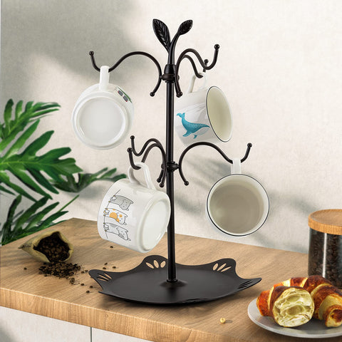 ALLCENER space saving mug rack freeing counter space while viewing mugs