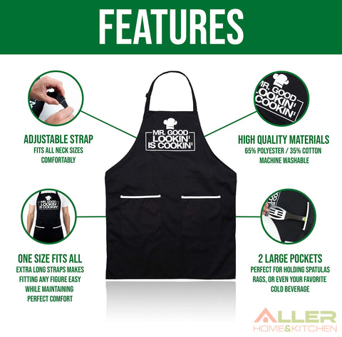 ALLER HOME&KITCHEN chef apron features deep pockets for easy utensil storage.