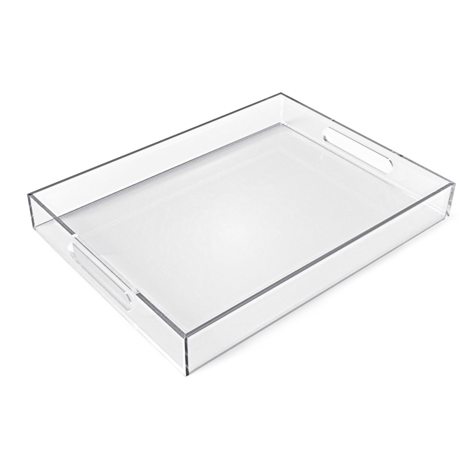 Allhercom 12x16 acrylic serving tray with handles for secure transport on tabletops.