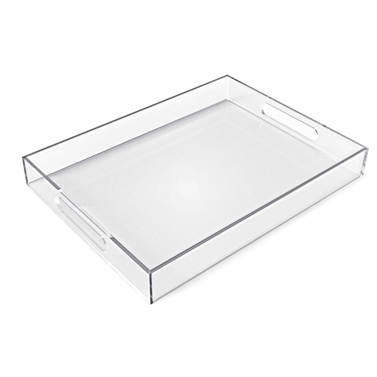 Allhercom 12x16 acrylic serving tray with handles for secure transport on tabletops.