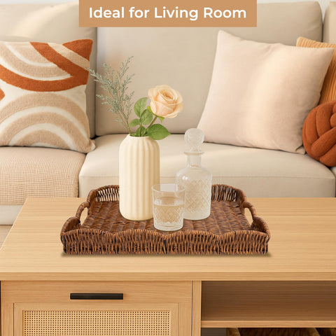 Allhercom coffee table decor tray with warm natural texture
