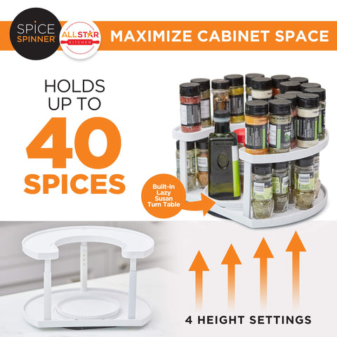 Allstar Innovations Spice Spinner dual turntables keep spices visible with a simple spin.