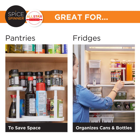 Allstar Innovations Spice Spinner works in the fridge to maximize shelf space.