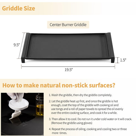 WB31X24738 griddle installed on GE range for even heating.
