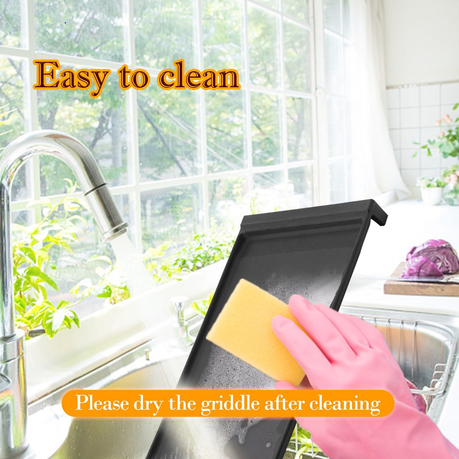 Pancakes and eggs ready on Allstare griddle for quick breakfasts.