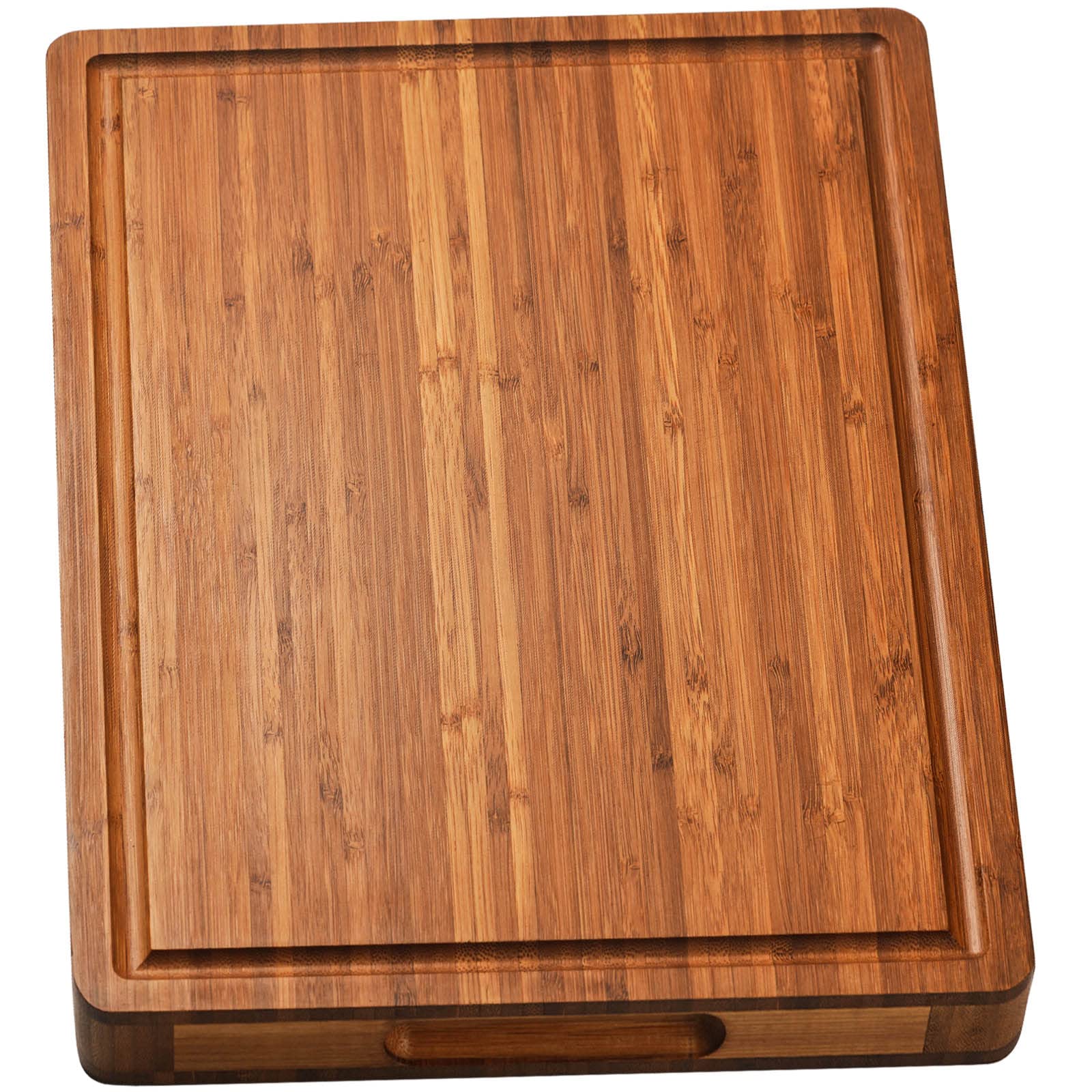 Allsum bamboo cutting board, 1.2 inch thick, provides a sturdy chopping surface.