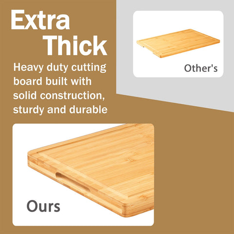 Allsum board with juice groove to catch liquids and keep counters neat