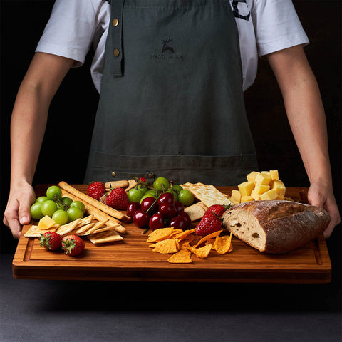 Allsum bamboo cutting board reversible surface offering two prep options.