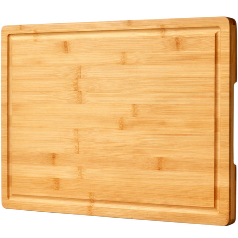 Allsum bamboo cutting board top view with large 20x14 inch prep surface