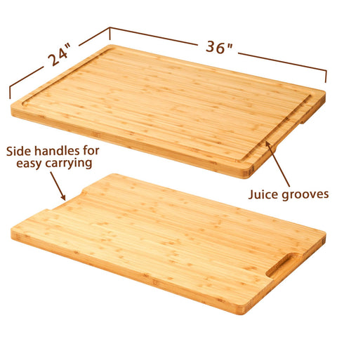 Allsum bamboo stove-top cover providing extra workspace while cooking.