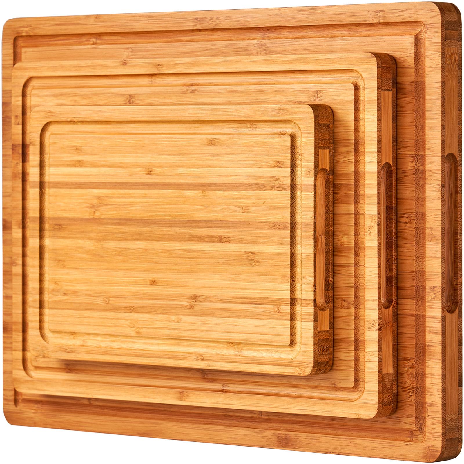 Allsum XL cutting board with juice groove keeps juices contained during prep.