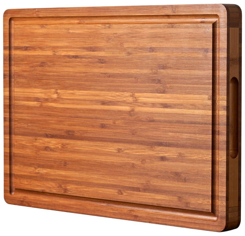 allsum large wood cutting board with juice grooves for messy slices and prep