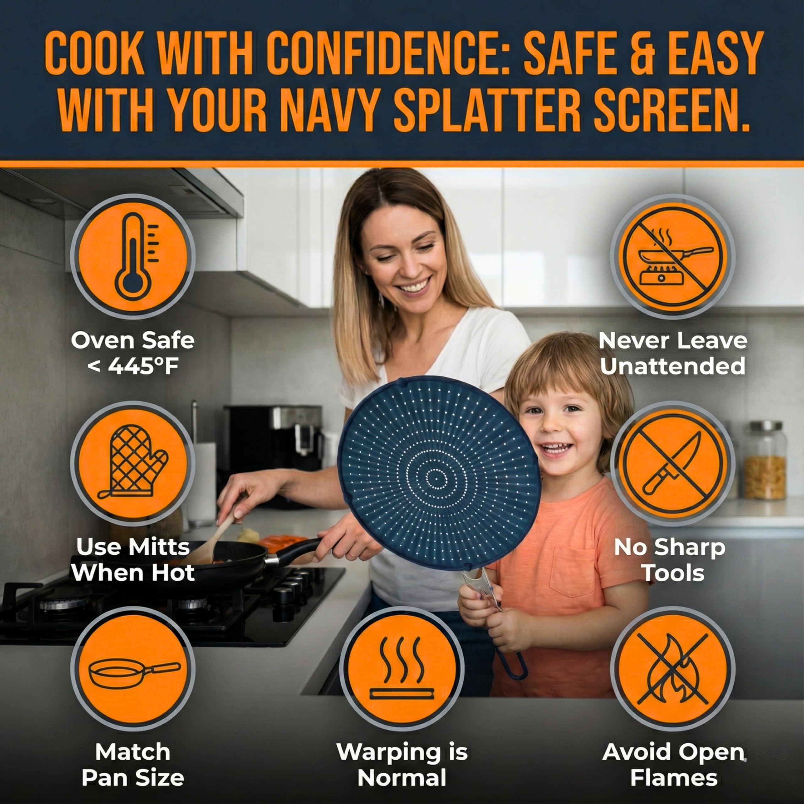 Non-stick silicone construction doubles as a food strainer and colander.