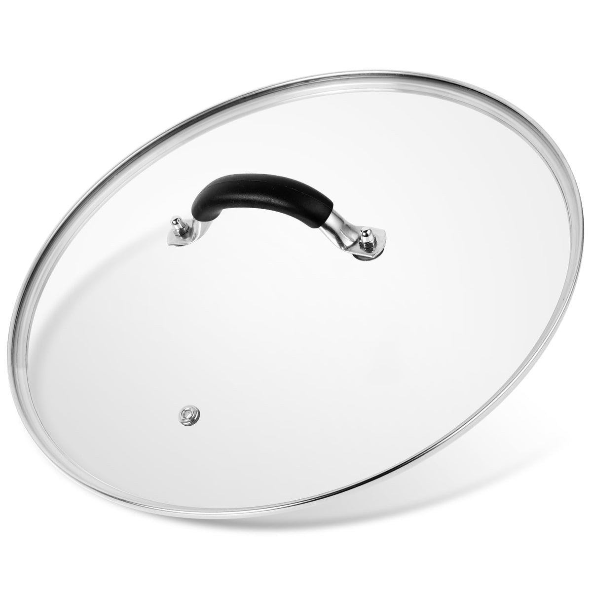 ALLWIN 12-inch tempered glass lid with steam vent for clear cooking visibility.