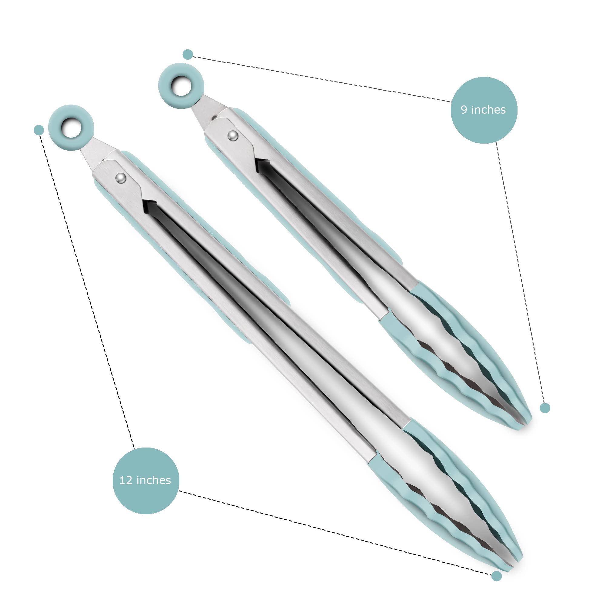 ALLWIN-HOUSEWARE W silicone-tips tongs with non-stick coating for easier flipping.