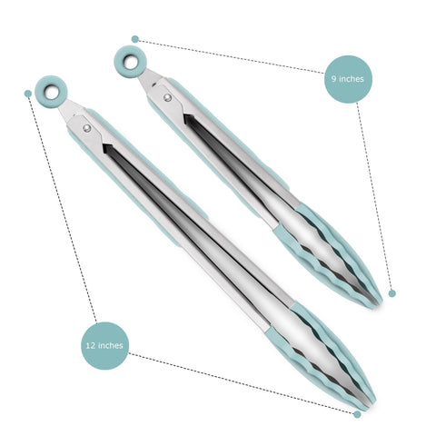 ALLWIN-HOUSEWARE W silicone-tips tongs with non-stick coating for easier flipping.
