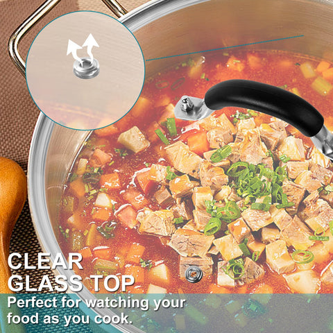 ALLWIN oven-safe lid up to 220C for versatile kitchen tasks.