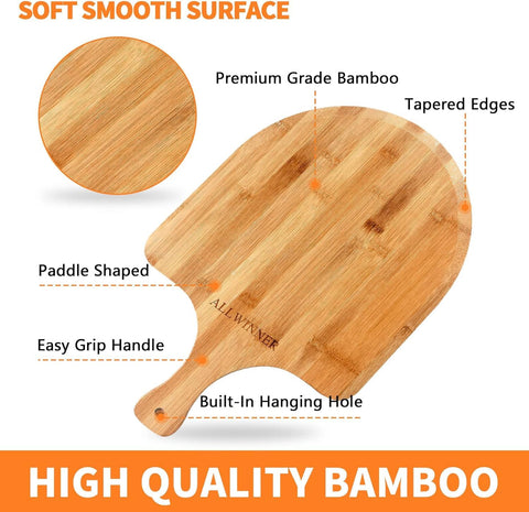 ALLWINNER bamboo pizza peel aids cutting and serving.