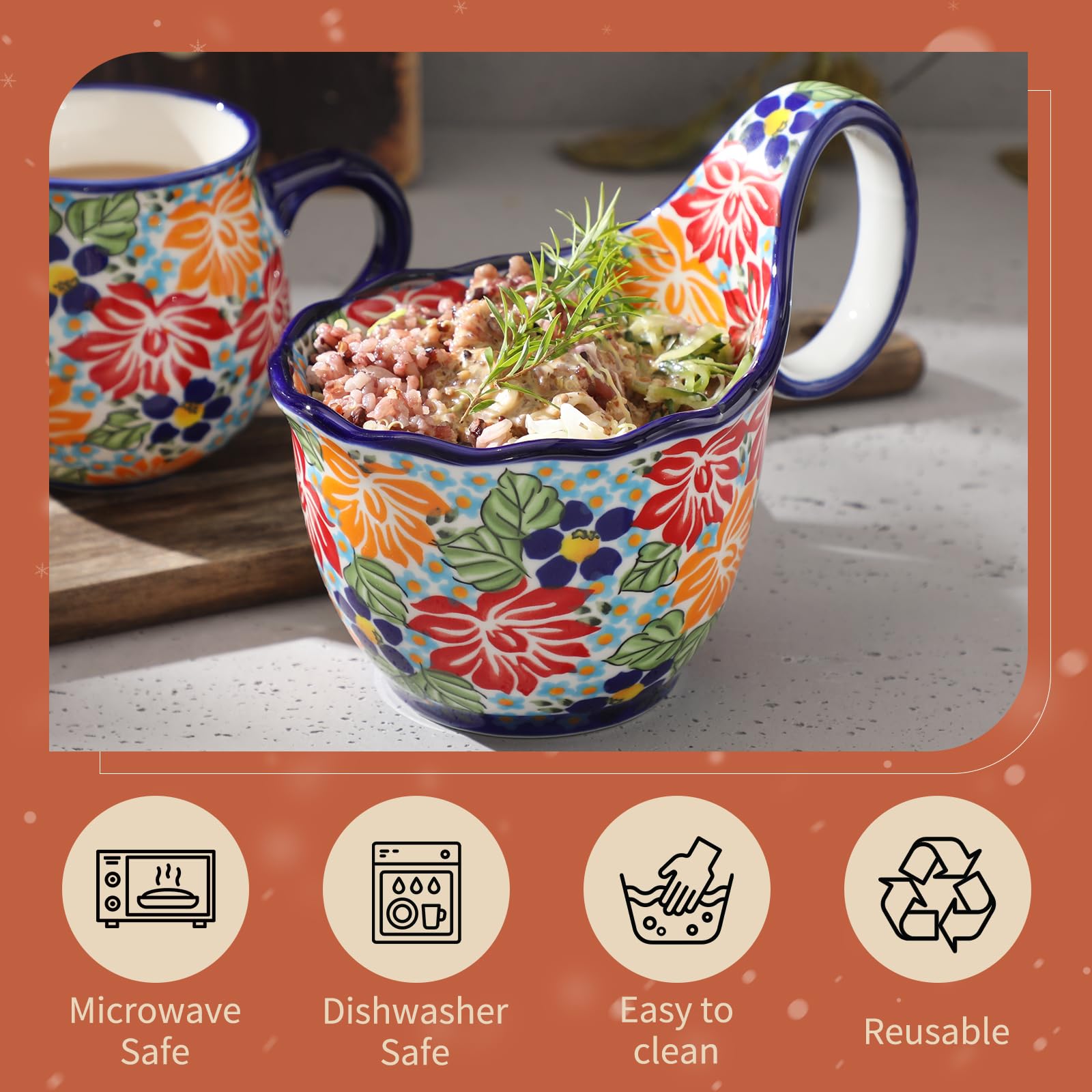 ALMA durable, abrasion-resistant ceramic bowl with nonstick easy cleanup