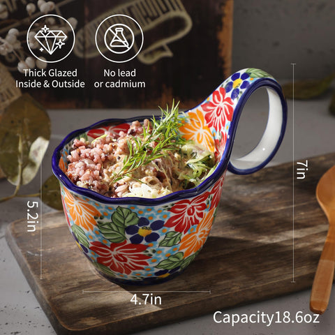ALMA hand-painted floral pattern bowl highlights artisanal detail and color