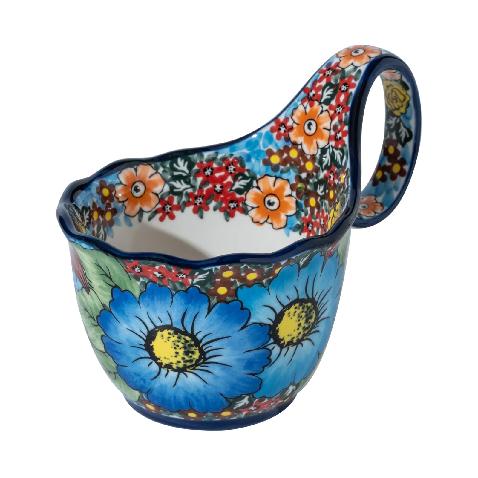 ALMA handpainted soup bowl with handle for easy serving and heat distribution