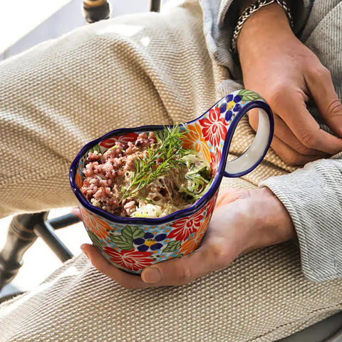 ALMA microwavable soup bowl with large handle, convenient for quick meals