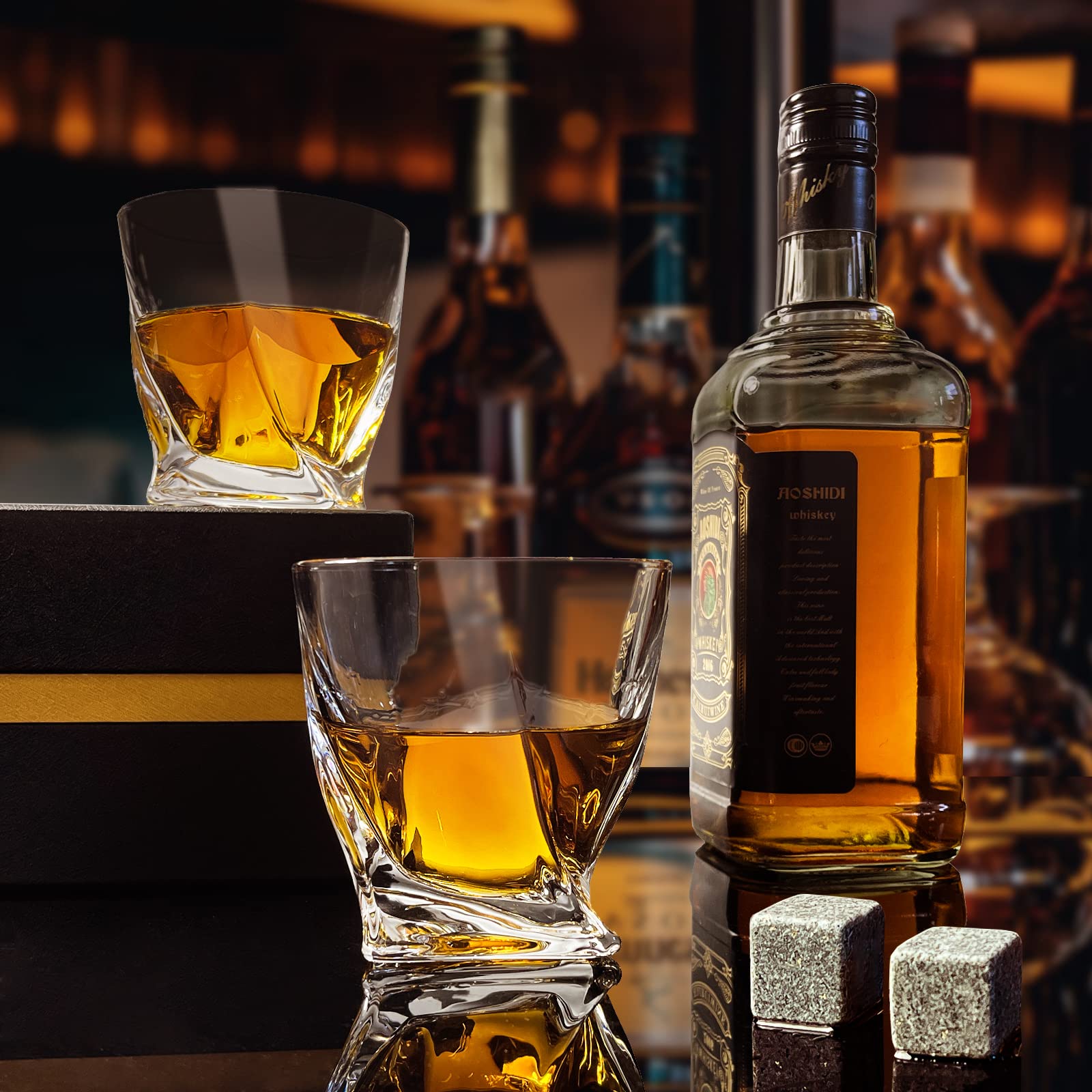 Almagic dishwasher-safe whiskey glasses for easy cleanup.