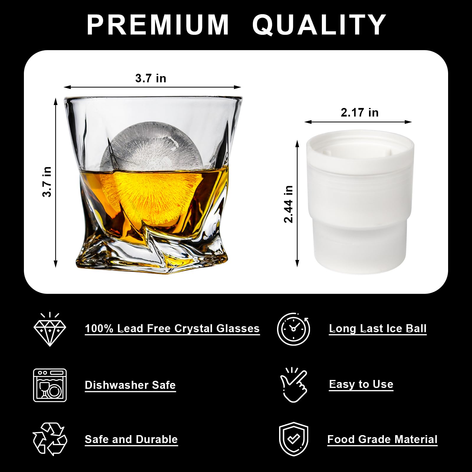 Almagic twisted square-bottom design adds refined style to any bar.