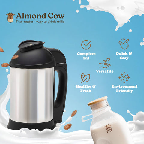 Almond Cow bundle on kitchen counter highlights eco-friendly, cost-saving setup