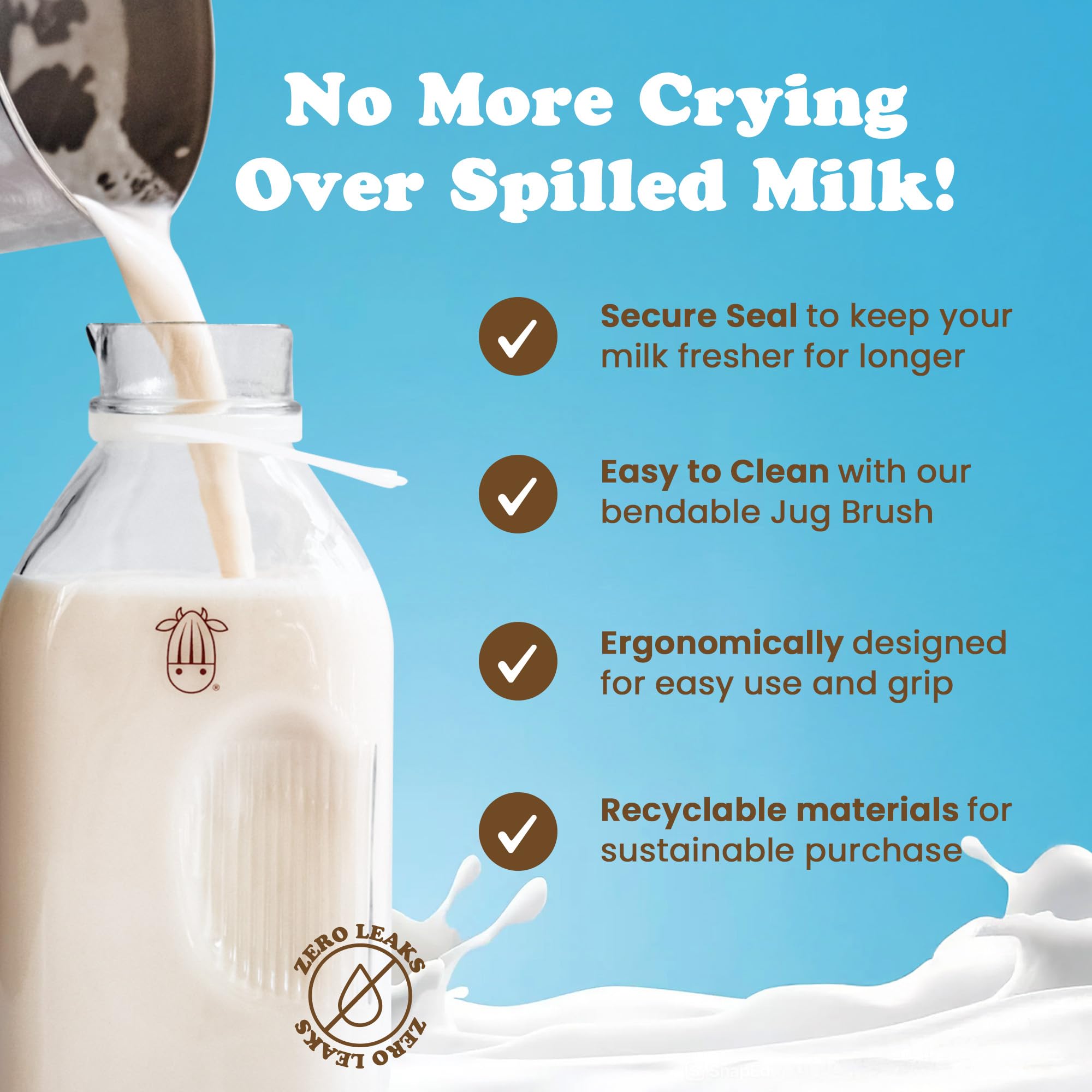 Almond Cow bottle side grip groove for easy handling
