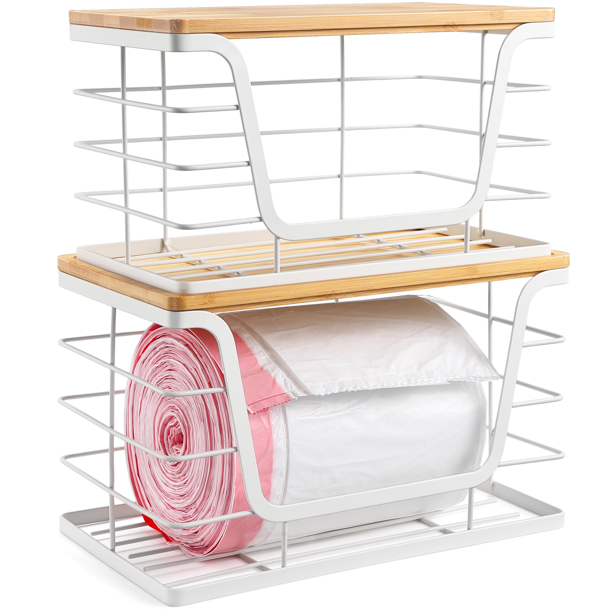 ALOCEO bamboo lid storage bin with natural top for kitchen style.