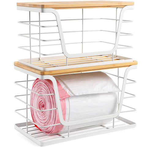 ALOCEO bamboo lid storage bin with natural top for kitchen style.