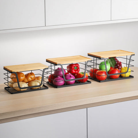 ALOECO stackable bin medium with lid, ideal under-sink organization and bag rolls.