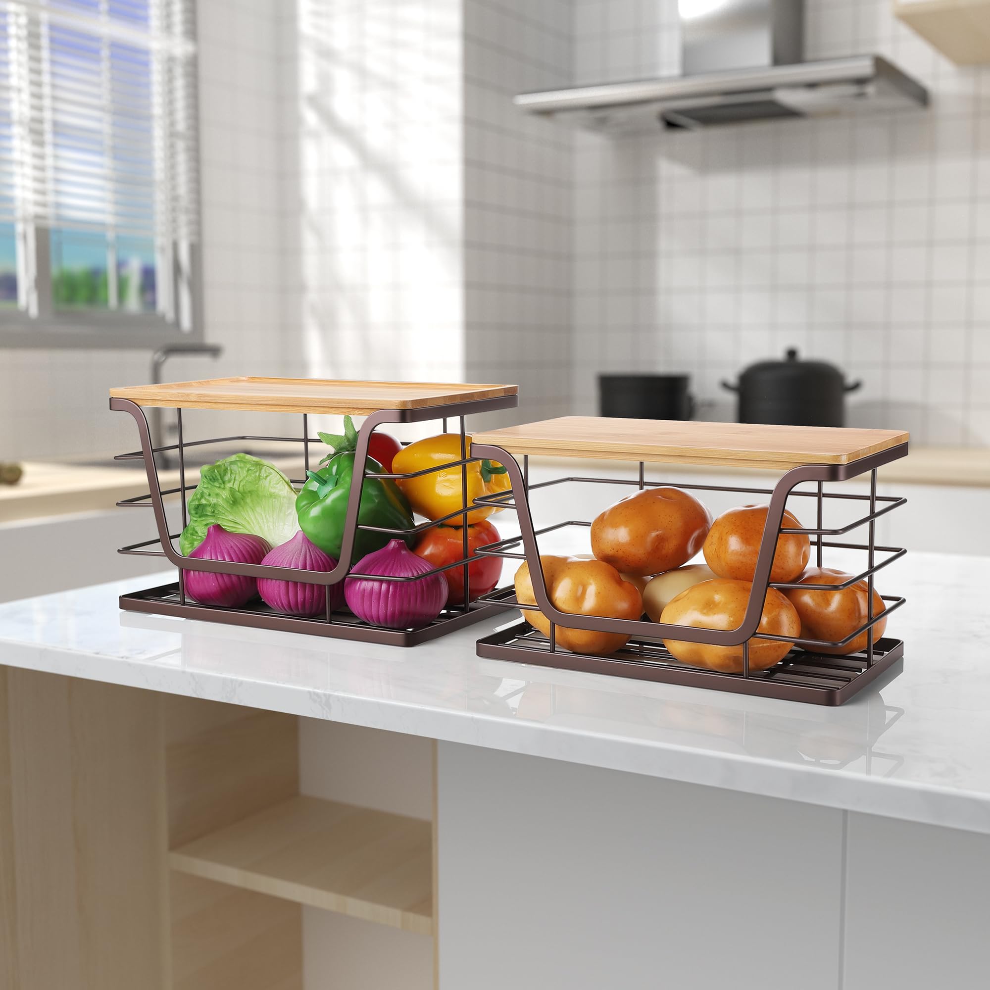 ALOCEO kitchen bin for potatoes and onions, keeps produce organized and fresh-looking.