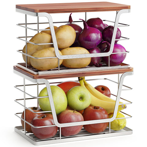 ALOCEO two-pack stackable storage bins with front opening for easy bag access.