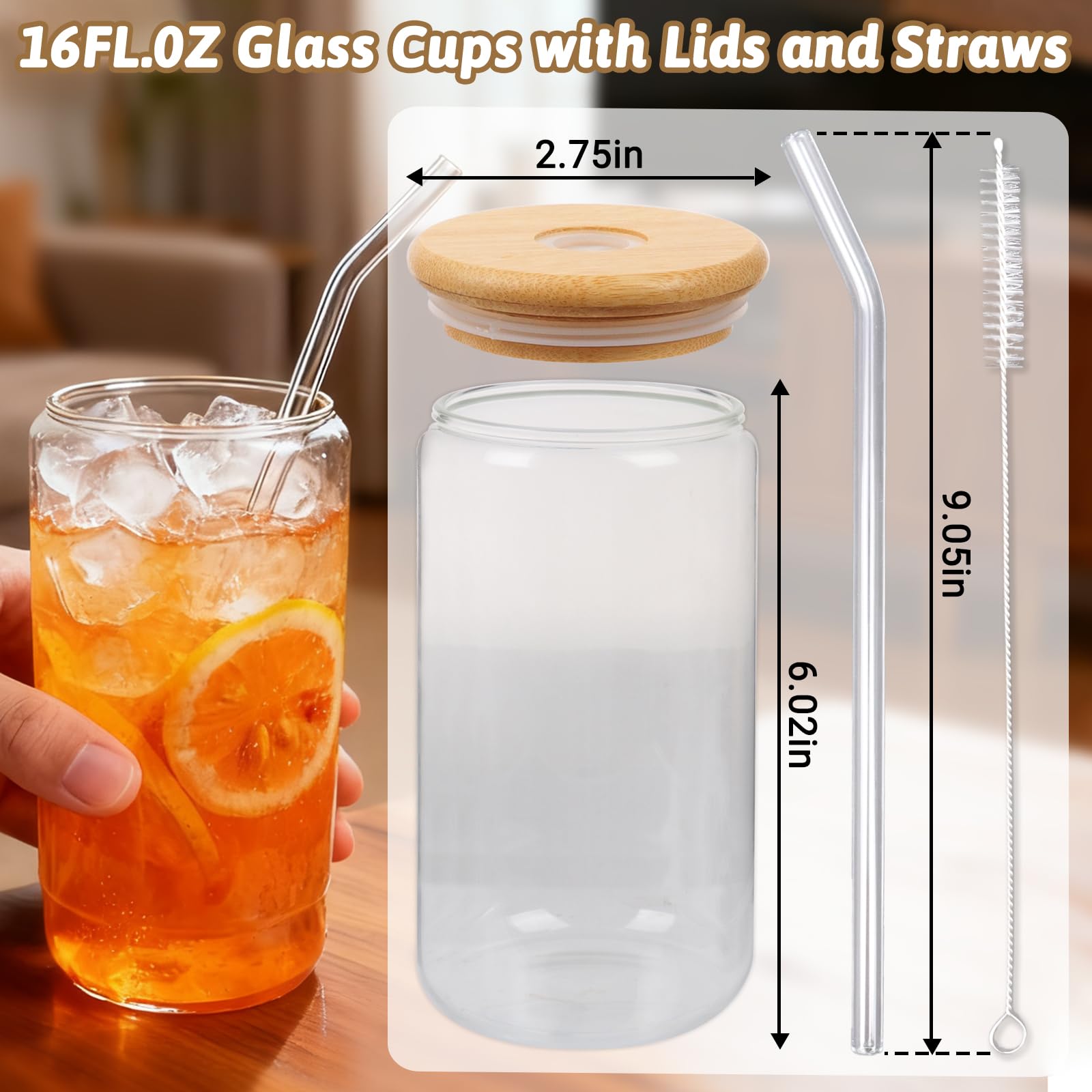 Alotpower borosilicate glass with included glass straws.