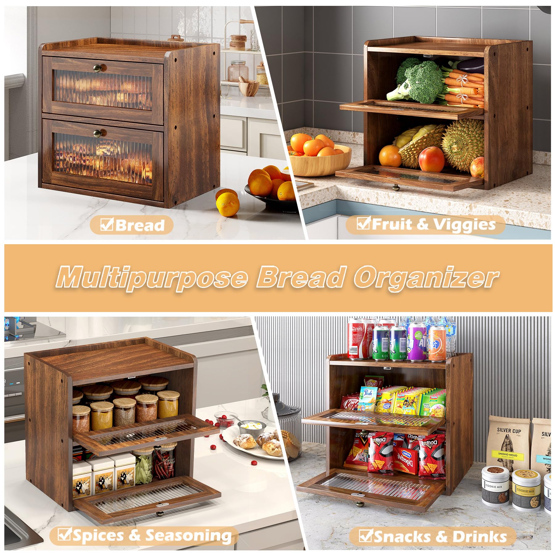 Alpeir bread box retro brown finish complements classic kitchens