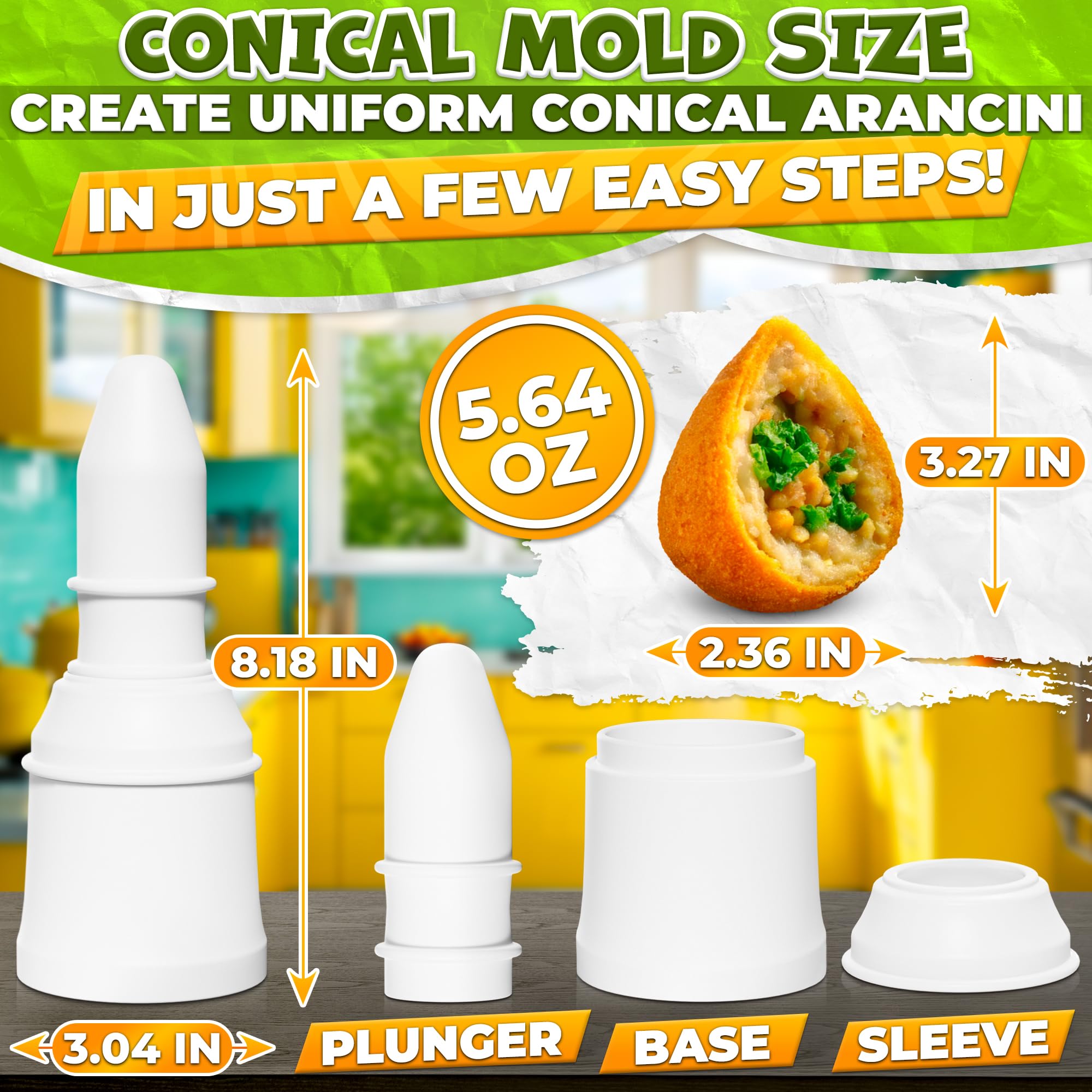 ALPENKOK arancini maker mold pointed shape for precise filling