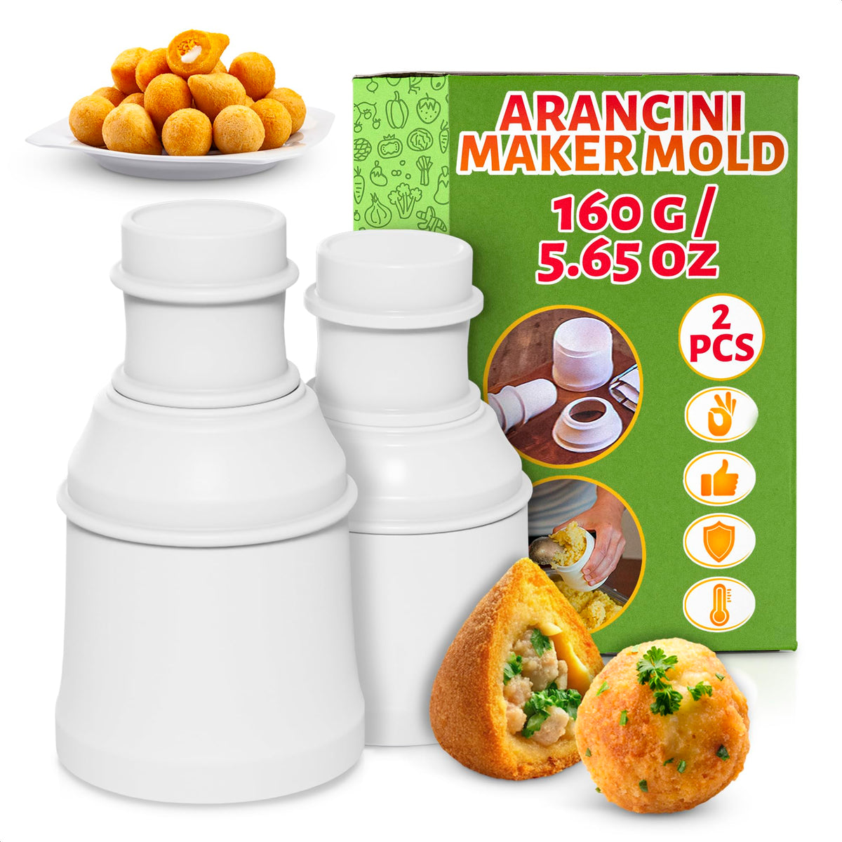 ALPENKOK arancini maker mold round shape for uniform rice balls at home