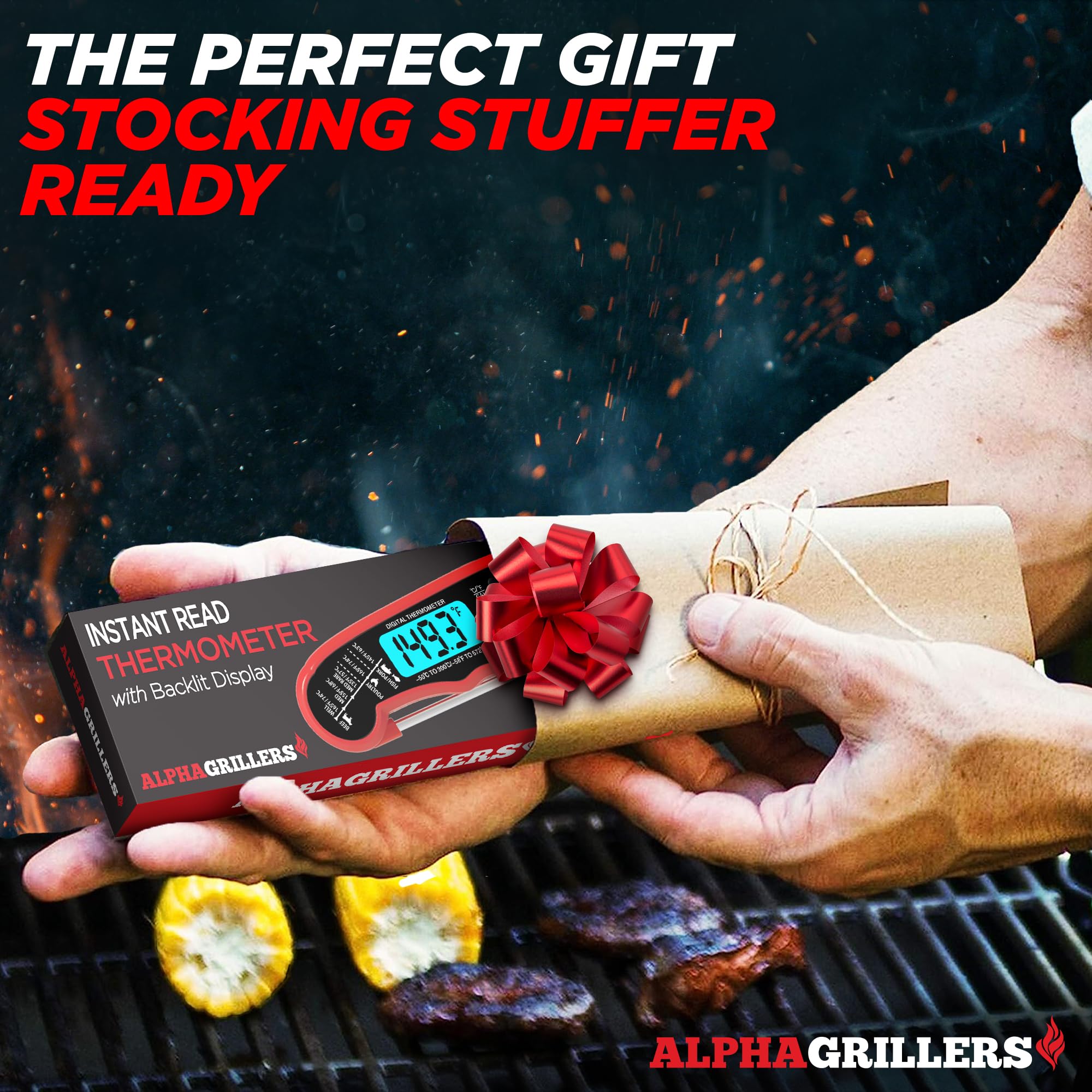 Alpha Grillers gift-ready thermometer boxed for gifting to cooks.