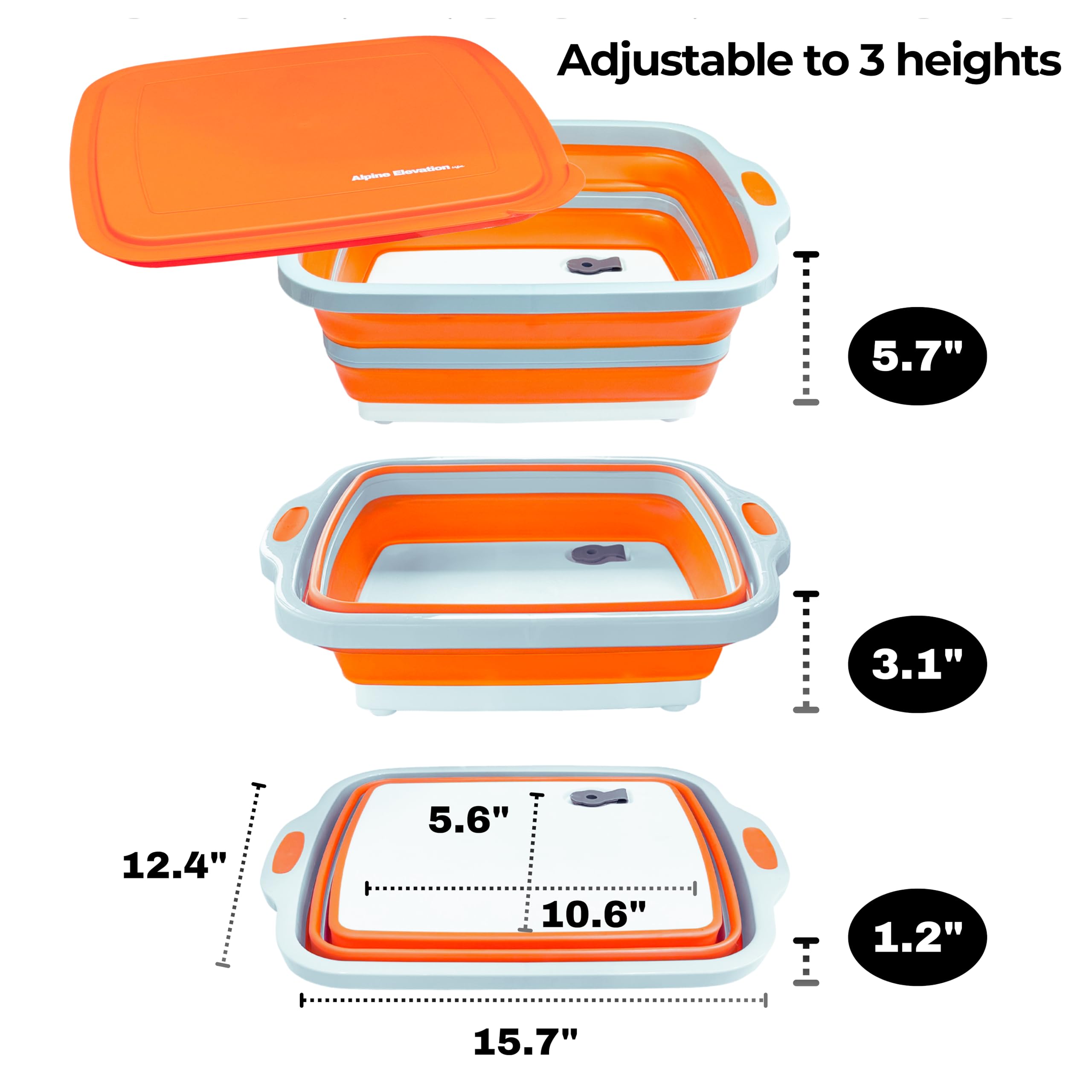 Built-in colander feature for rinsing vegetables and meats on Alpine Elevation tub.