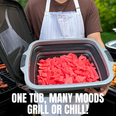 One-handed lid access on Alpine Elevation tub for fast prep during cookouts.