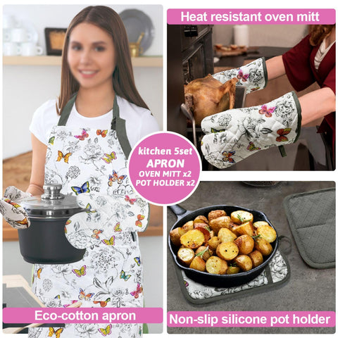 Alselo butterfly pot holders offer non-slip grip for secure cookware handling.